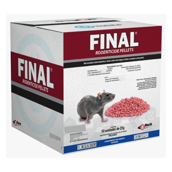FINAL® PELLETS X CAJA DE 50 SACHETS DE 25 GR – RODENTICIDA