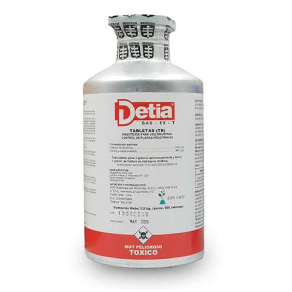 DETIA GAS X 500 TABLETAS / INSECTICIDA – ACARICIDA FUMIGANTE / GENERADOR DE FOSFURO DE HIDRÓGENO (FOSFINA)